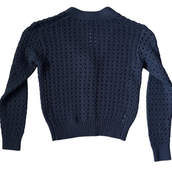 Ann Taylor Weekend Knit Stitch V-Neck Cardigan Navy Blue Size XS Petite - Picture 5 of 10